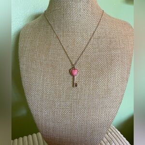 Heart Key Pendant Necklace with SISTERS charm